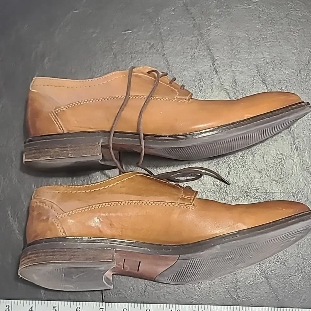 Alfani Men’s Greg 8046 Brown Leather Derbys 9.5 Modern Corporate Luxe